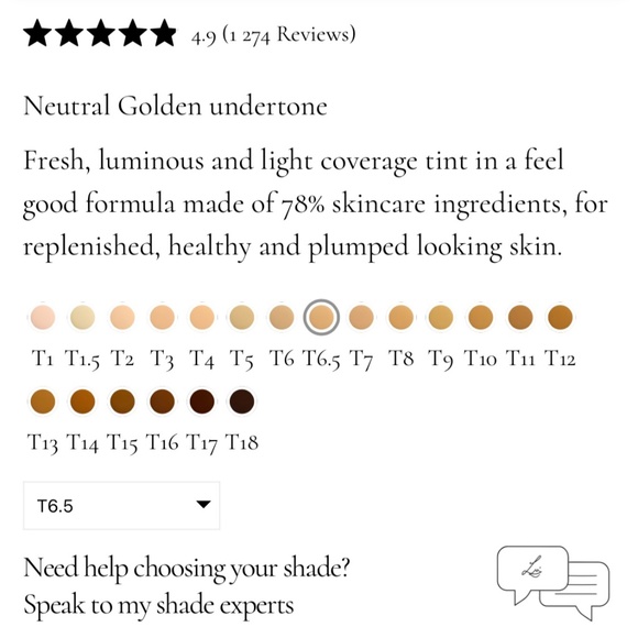 Lisa Eldridge Seamless Skin Enhancing Tint - shade 6.5, (tested). - Picture 2 of 9